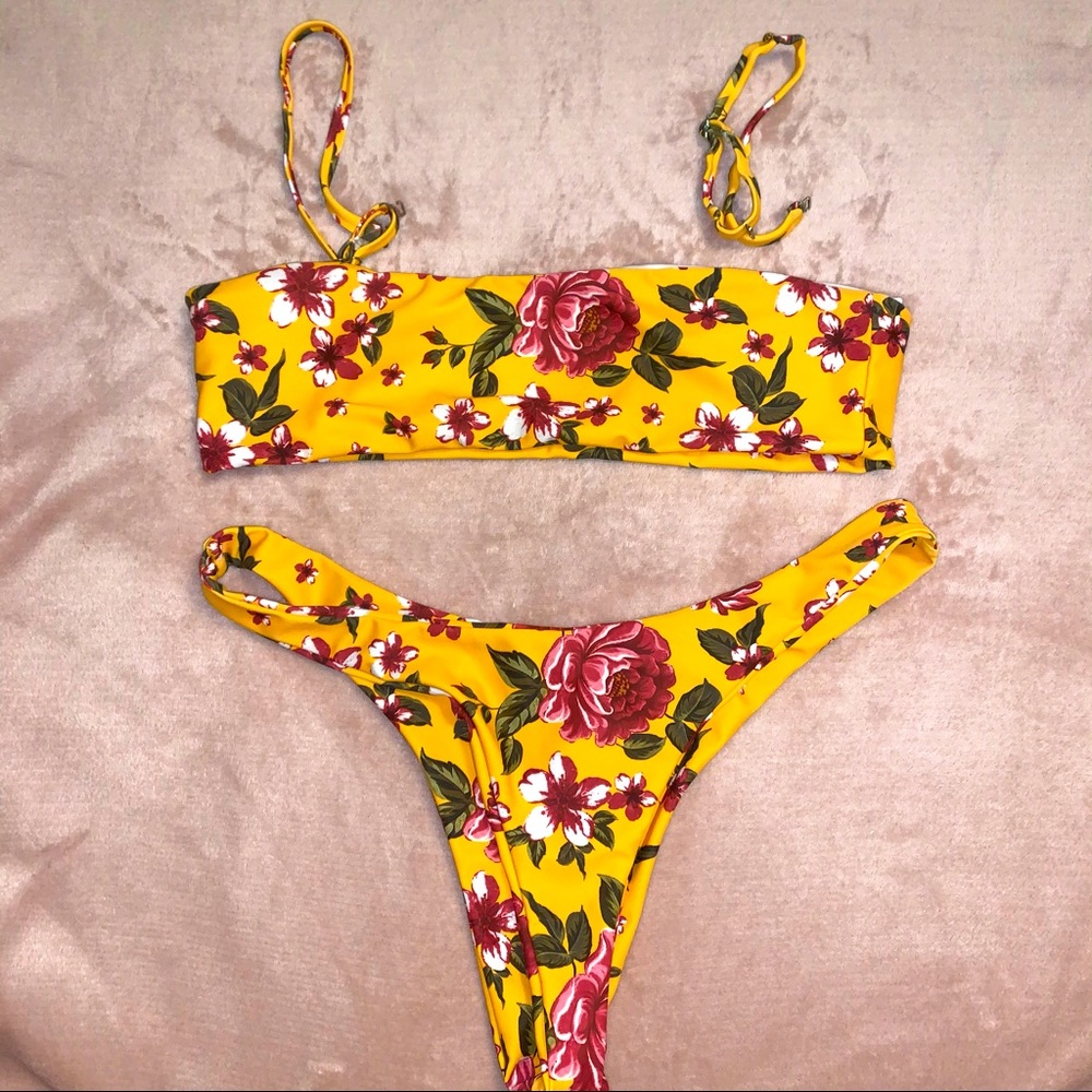 Floral yellow bikini